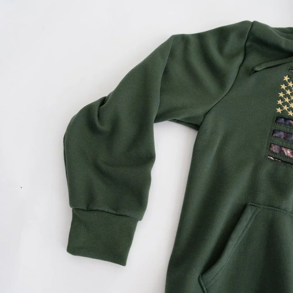 Mossy Oak Green And Brown Camo Patriotic Flag Hooded Pullover Sweater Large - Picture 7 of 10